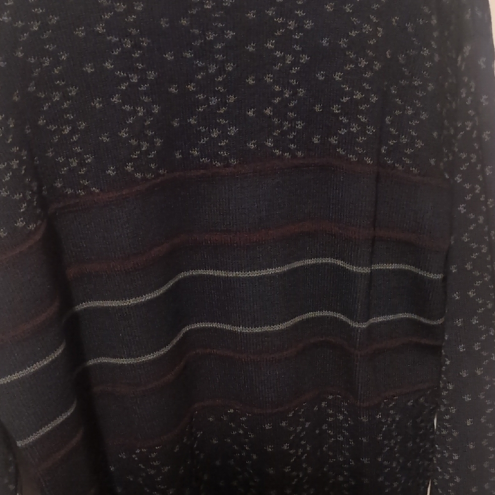 Black and Maroon Patterned Knit Crewneck 90s Dad's Sweater Pullover